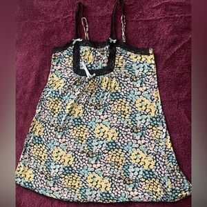 Betsey Johnson Floral Pajama Dress - Black, Yellow, Pink, Blue